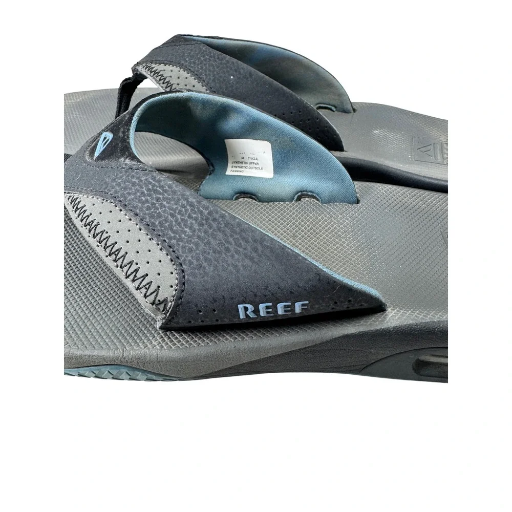 Reef Fanning Flip Flops Mens Size 13 Black Grey Bottle Opener‎ Sandals Athletic